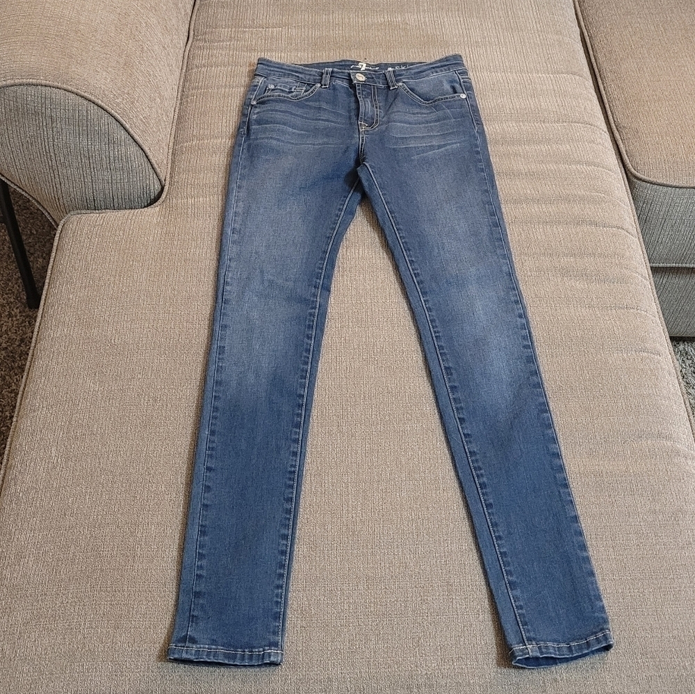 7 For All Mankind the Skinny Casual Medium Wash Denim Jeans Size 14